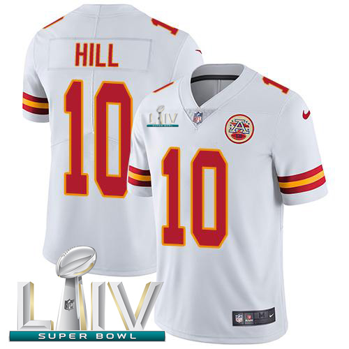 Kansas City Chiefs Nike #10 Tyreek Hill White Super Bowl LIV 2020 Men Stitched NFL Vapor Untouchable Limited Jersey